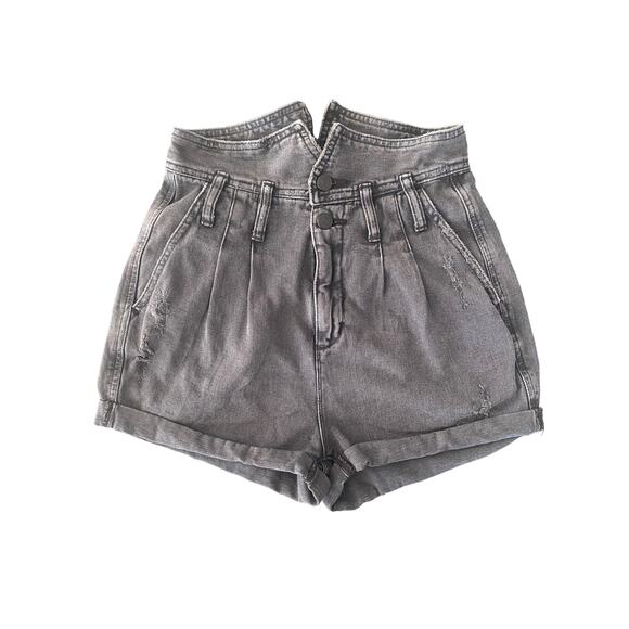 URBAN OUTFITTERS BDG BLACK HIGH WAIST FOLDOVER SHORTS SIZE 24 - Picture 2 of 7